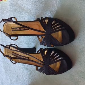 Anne Klein Couture Black Satin Slingback Sandals